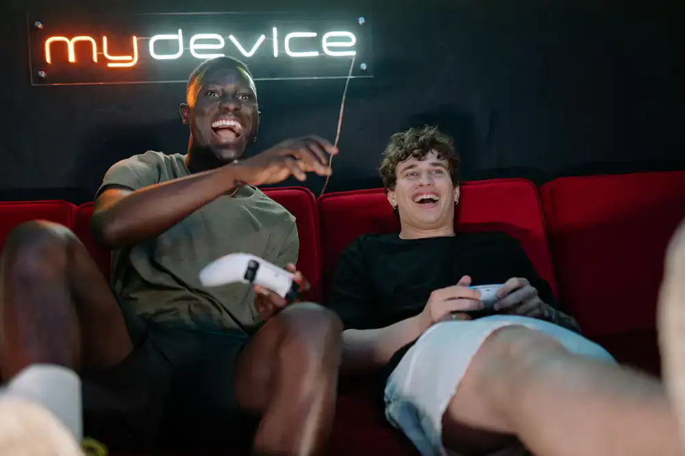 Lounge member enjoying premium gaming food and drinks